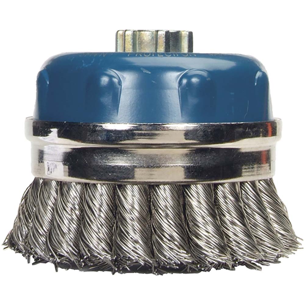 Norton Cup Brush 4" Dia, 0.02" Wire Dia, Stainless Steel, Knotted