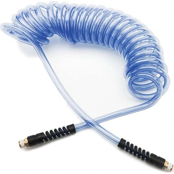 Parker 95UFS-64-BLU-01 Coiled & Self Storing Hose: 1/4" ID, 15 Long, MNPT (Swivel) x MNPT (Swivel) Image