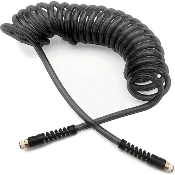 Parker 95UFS-64-BLK-01 Coiled & Self Storing Hose: 1/4" ID, 15 Long, MNPT (Swivel) x MNPT (Swivel) Image