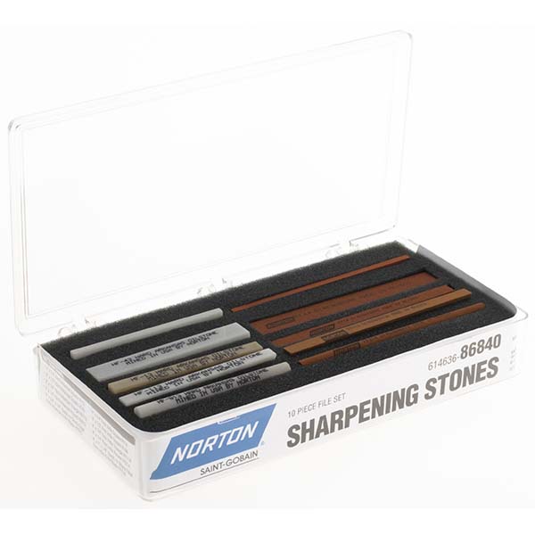 10 Piece Aluminum Oxide Sharpening Stone Kit - Hard Arkansas & India Aluminum Oxide
