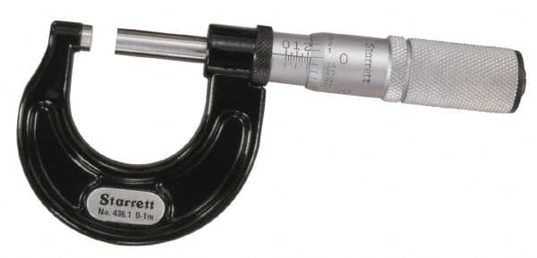 0-1 Range Plain Thimble Starrett 569AXP Tube Micrometer 3/16 Min Carbide Faces Hole Size 0.001 Graduation 
