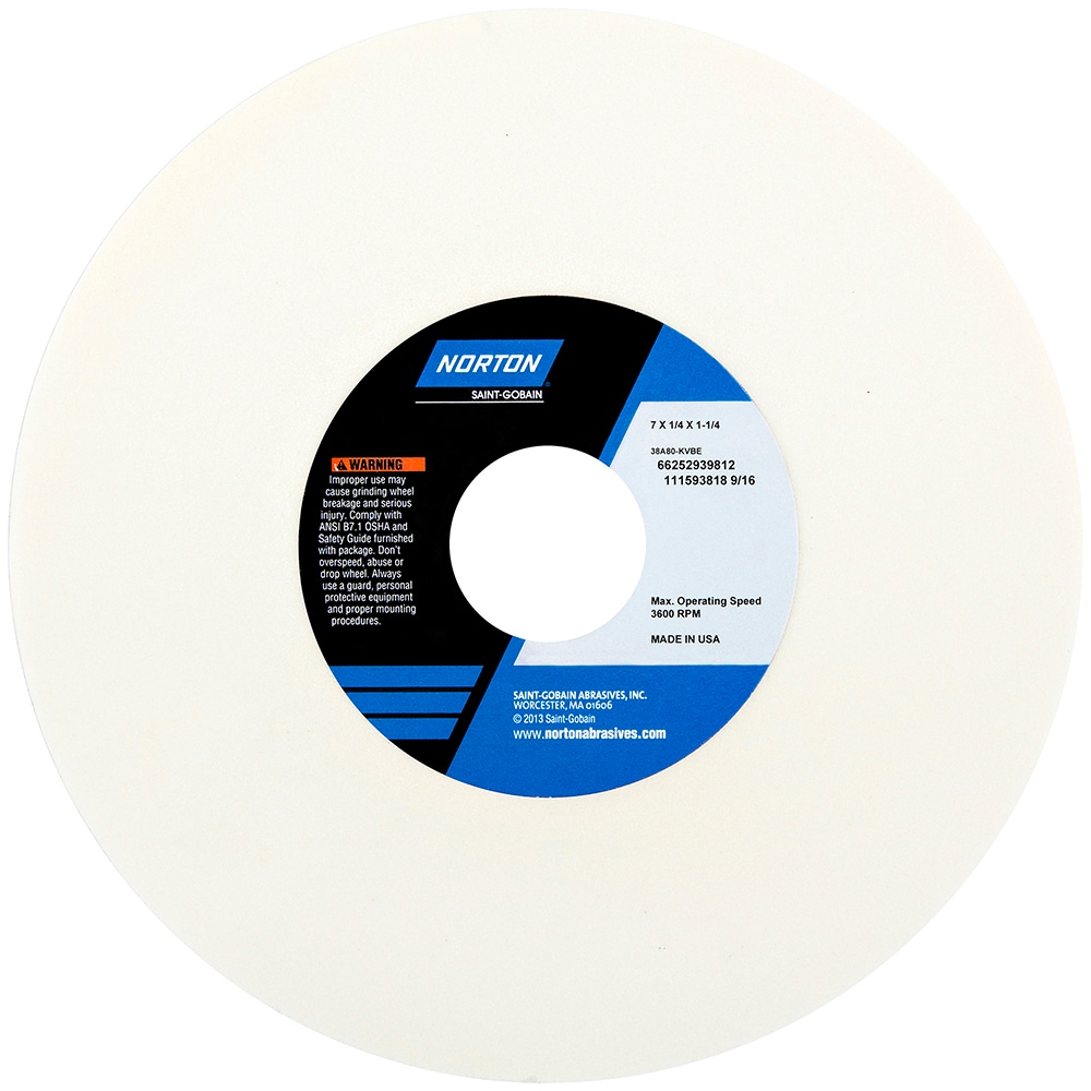 Norton 66252939847 Surface Grinding Wheel: 7" Dia, 1/4" Thick, 1-1/4" Hole, 220 Grit, L Hardness Image