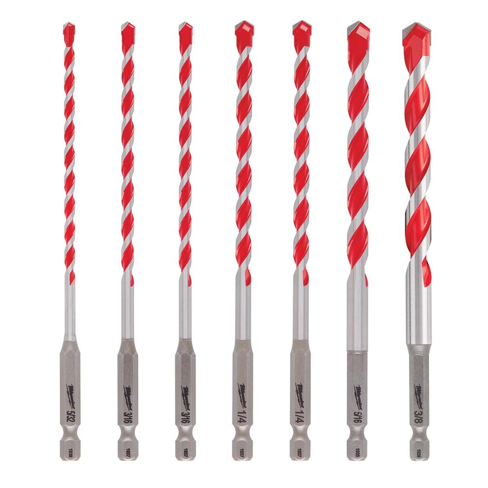 Milwaukee Tool 48-20-9052 Drill Bit Set: Hammer Drill Bits, 0.1562" Drill Bit Sizes135 °, Solid Carbide Image