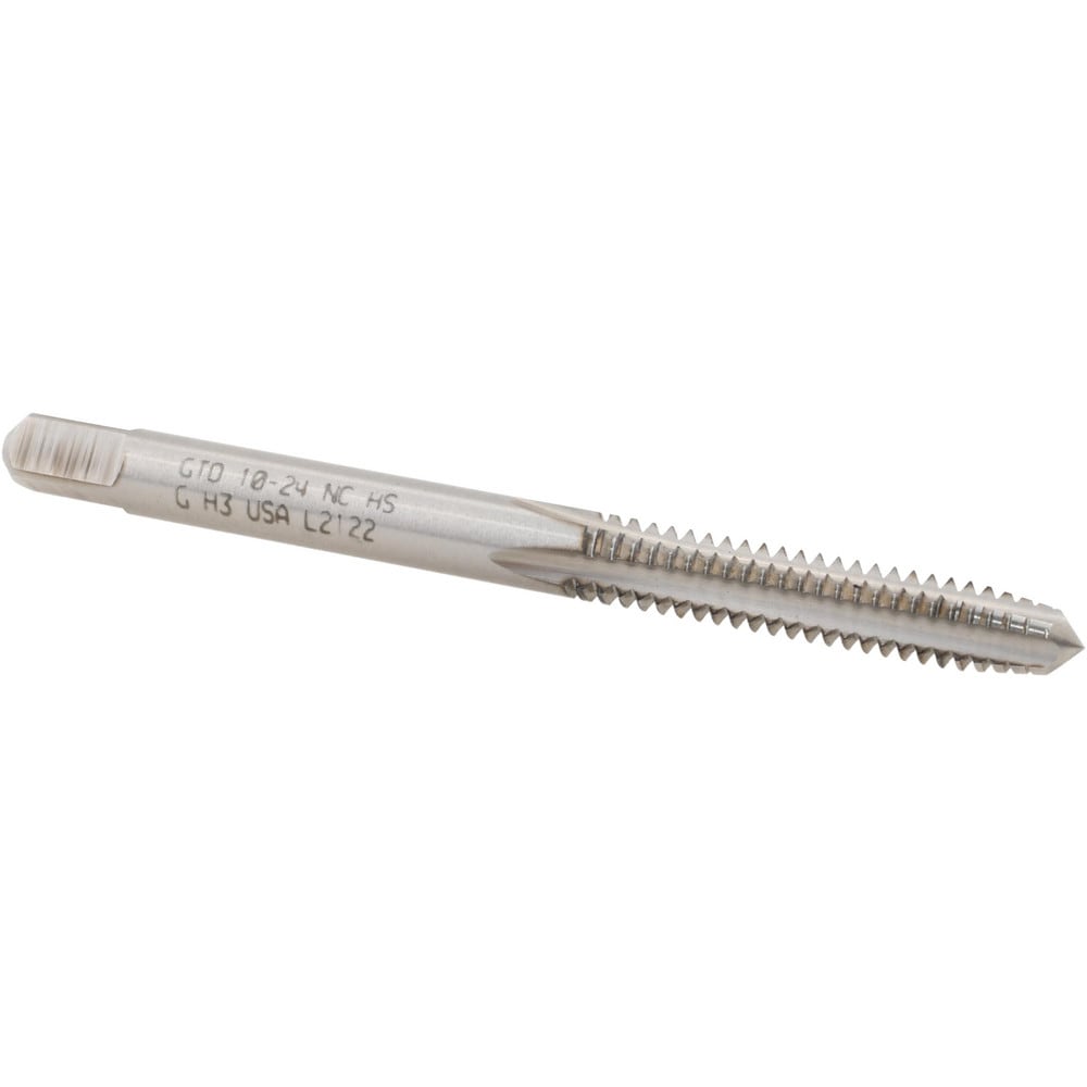 Straight Flute Tap: #10-24 UNC, 4 Flute, Plug Chamfer, HSS, Bright/Uncoated Finish