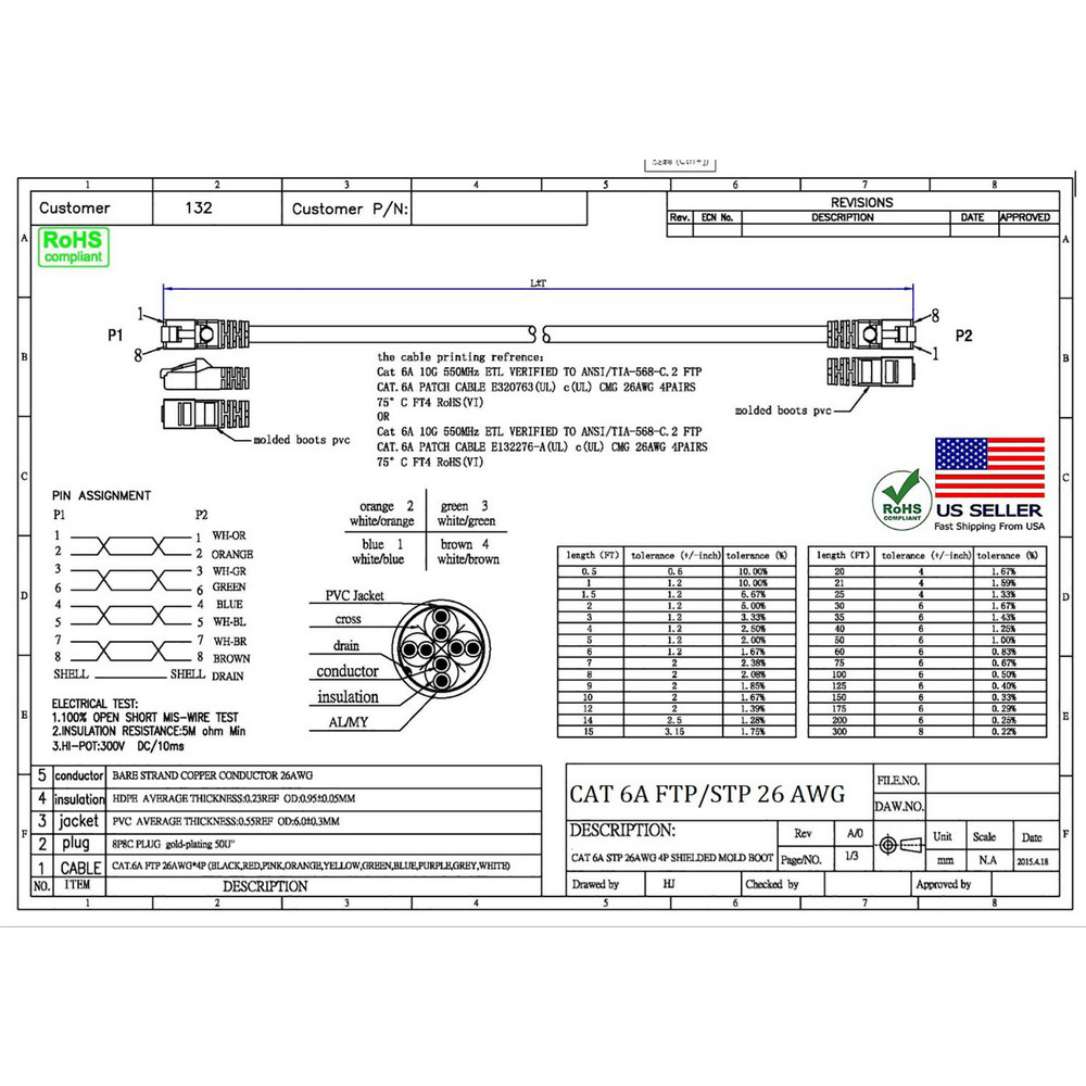CompuCablePlusUSA Network & Cable; Wire Type Cat6a; Wire