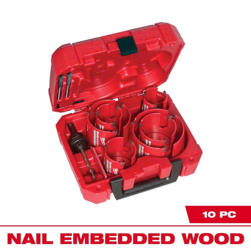 Hole Saw Kits; Minimum Saw Diameter (Decimal Inch): 1-3/8 ; Maximum Saw Diameter (Decimal Inch): 6-1/4 ; Number of Hole Saws: 10 ; Maximum Cutting Depth: 2.4375in ; Cutting Edge Style: Toothed ; Material: Carbide Grit