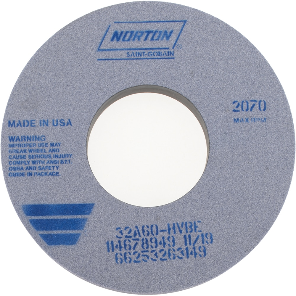 Norton 66253263149 Surface Grinding Wheel: 12" Dia, 1-1/2" Thick, 5" Hole, 60 Grit, H Hardness Image