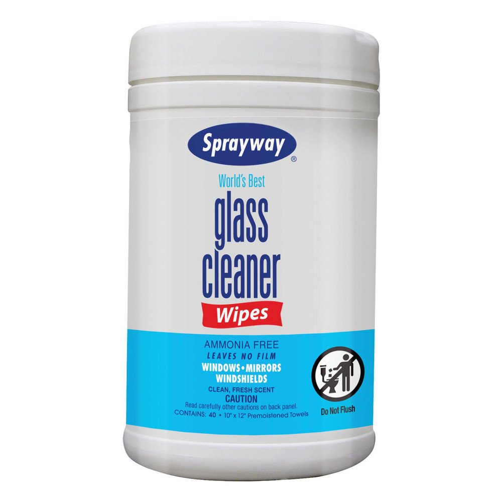 Glass Cleaner Wipes, 1-Ply, 10" x 12", White - 6 Sheets/Carton