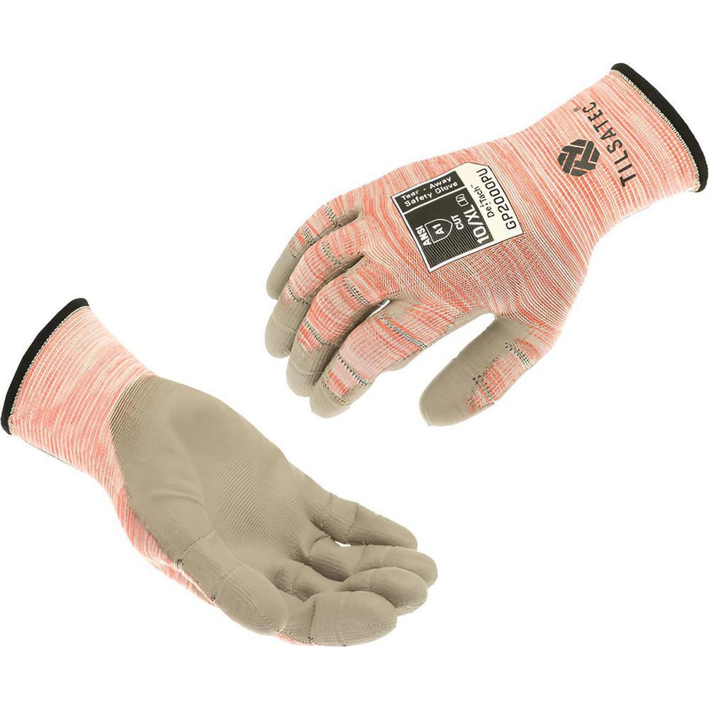 Tilsatec General Purpose Gloves: Size Small, ANSI Cut A1, ANSI Puncture 0, Polyurethane, Series GP2000PU - Red, Palm & Fingertips Coated, Polyester