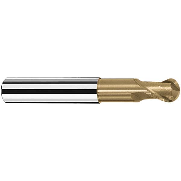Ball End Mill: 4.00 mm Dia, 5.00 mm LOC, 2 Flute, Solid Carbide