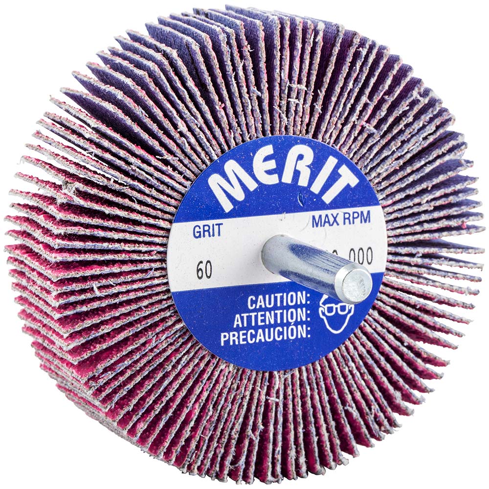 Merit Abrasives Mounted Flap Wheel 3" Dia, 1" Face Width, 60 Grit