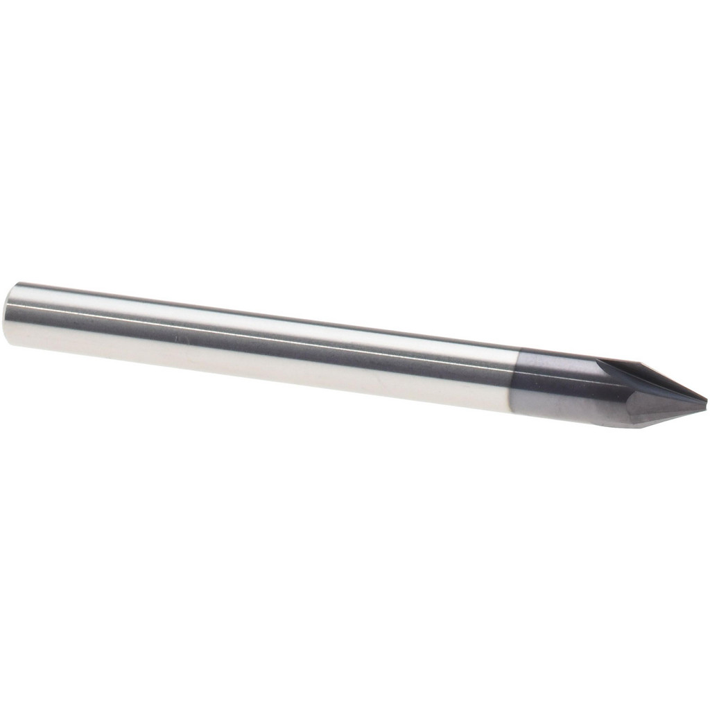 Harvey Tool Chamfer Mill: 3/16" Dia, 45 deg, 3 Flute, 3/16" Shank Dia, Solid Carbide, Single End - 2" OAL, AlTiN Coated | Part #978123-C3