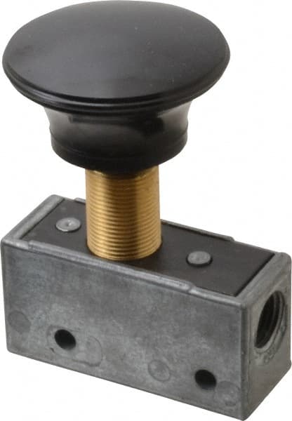Mead MV-140 Mechanically Operated Valve: 3-Way Pilot, Palm Actuator, 1/8" Inlet, 2 Position 