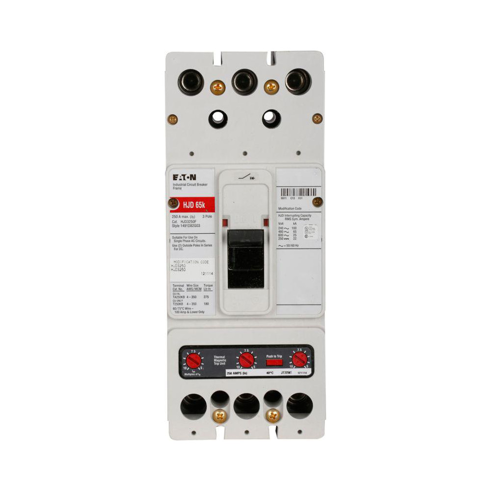 Eaton Cutler-Hammer 3P 100A 600VAC 65KAIC HJD COMPLETE CKT BREAKER | Part #HJD3100