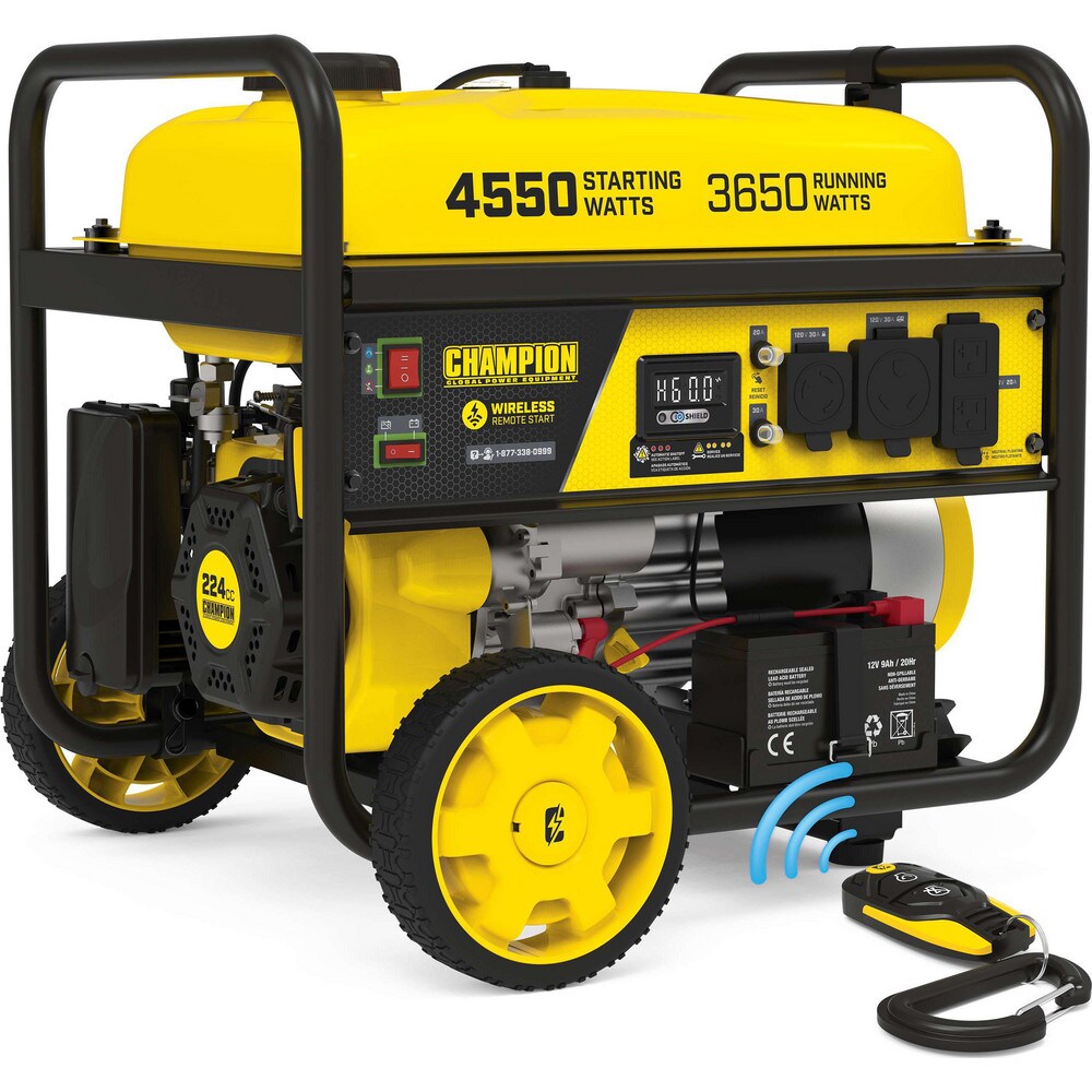 Portable Power Generators; Starting Method: Remote; Electric; Recoil ; Running Watts: 3650kW ; Starting Watts: 4550kW ; Run Time Half Load: 14hr ; Number Of Outlets: 4.000 ; Generator Outlet Type: 120V Locking (L5-30R); 120V (TT-30R); 120V Duplex (5-20R)