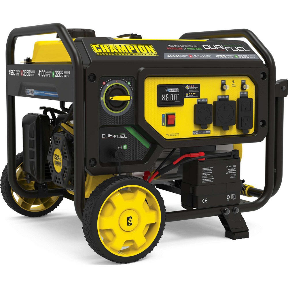 Portable Power Generators; Starting Method: Electric; Recoil ; Running Watts: 3650kW ; Starting Watts: 4550kW ; Run Time Half Load: 14hr ; Number Of Outlets: 4.000 ; Generator Outlet Type: 120V Locking (L5-30R); 120V (TT-30R); 120V Duplex (5-20R)