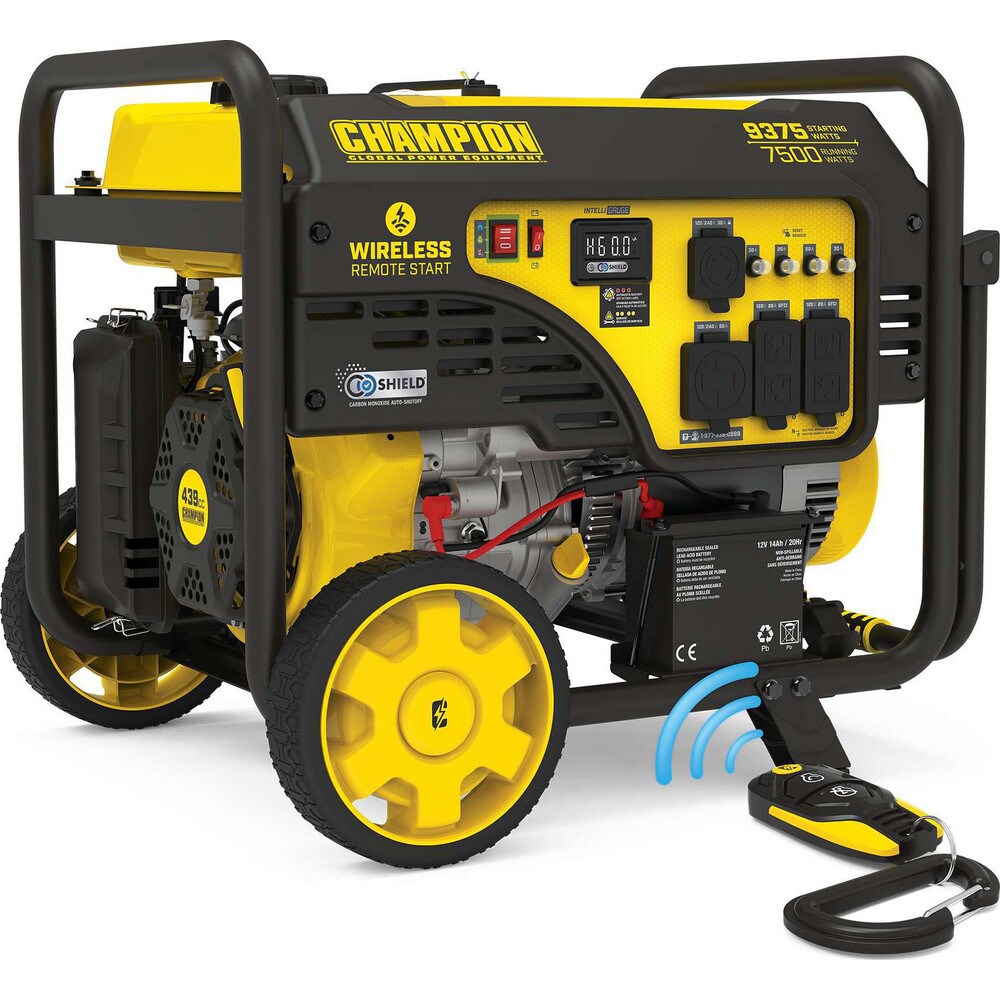 Portable Power Generators; Starting Method: Remote; Electric; Recoil ; Running Watts: 7500kW ; Starting Watts: 9375kW ; Run Time Half Load: 8hr ; Number Of Outlets: 5.000