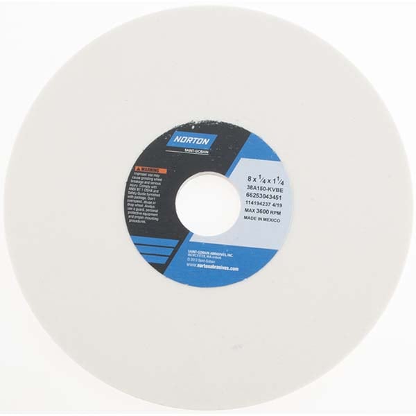 Norton 66253043451 Surface Grinding Wheel: 8" Dia, 1/4" Thick, 1-1/4" Hole, 150 Grit, K Hardness Image