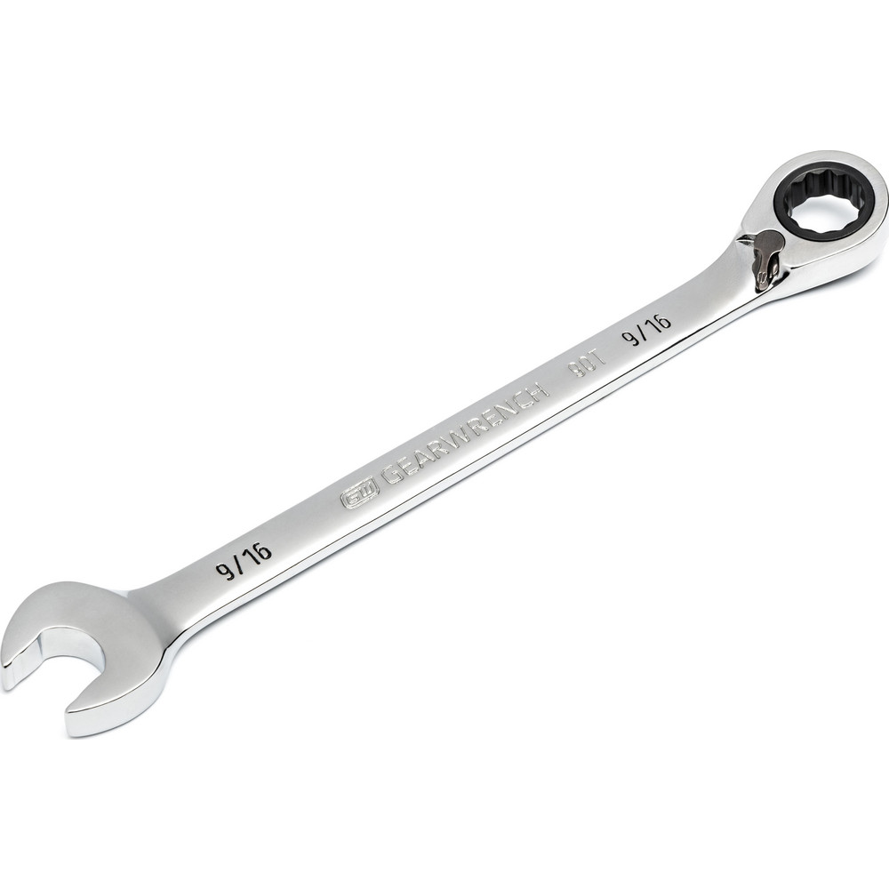 Combination Wrench: 9/16" Head Size, 15 deg Offset - 8.3800" OAL, Alloy Steel, Polished Finish