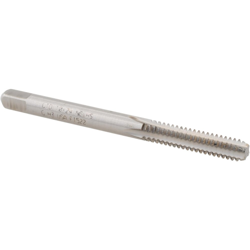 Straight Flute Tap: #10-24 UNC, 4 Flute, Bottoming Chamfer, HSS, Bright/Uncoated Finish