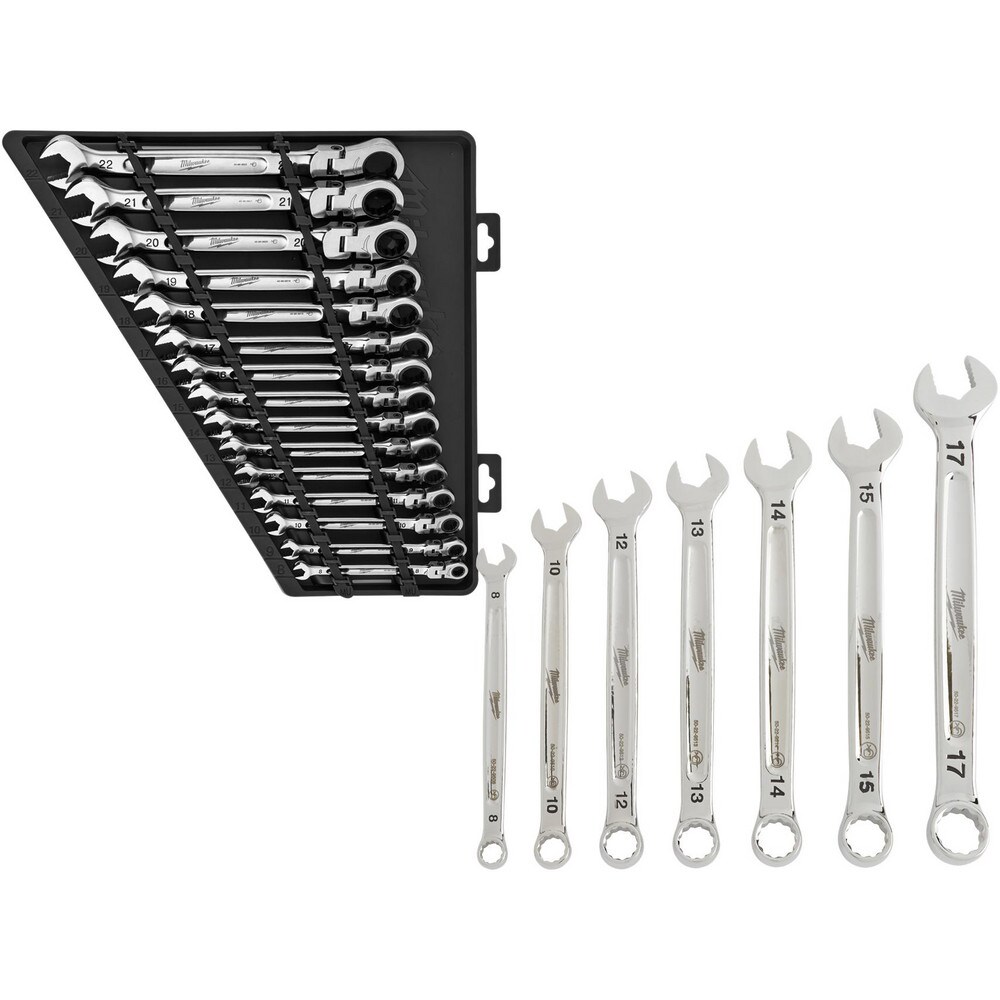 Wrench Sets; Tool Type: Ratcheting Combination Wrench Set ; Set Type: Combination Wrench Set ; System Of Measurement: Metric ; Size Range: 8 to 22mm ; Container Type: Storage Tray