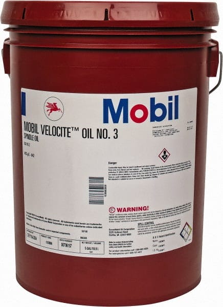 Mobil 103866 Spindle Machine Oil: ISO 2, 5 gal, Pail 