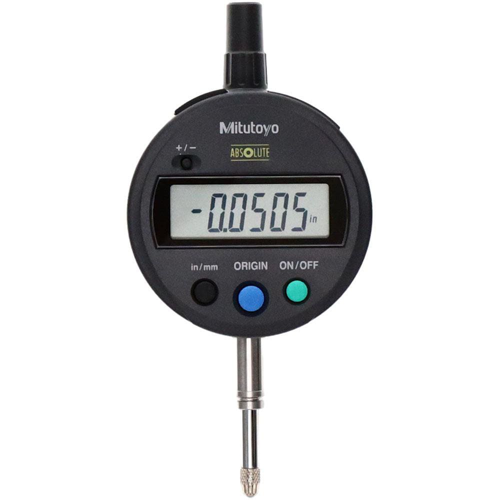 Mitutoyo 543-782B-10 Electronic Drop Indicators; Connection Type: Straight; Display Type: LCD; Accuracy (Decimal Inch): 0.001; Calibrated: No; Measuring Force (N): 1.5; Minimum Measurement (Decimal Inch): 0.0000; Maximum Measurement (Decimal Inch): 0.5000; Contact Point Mater 