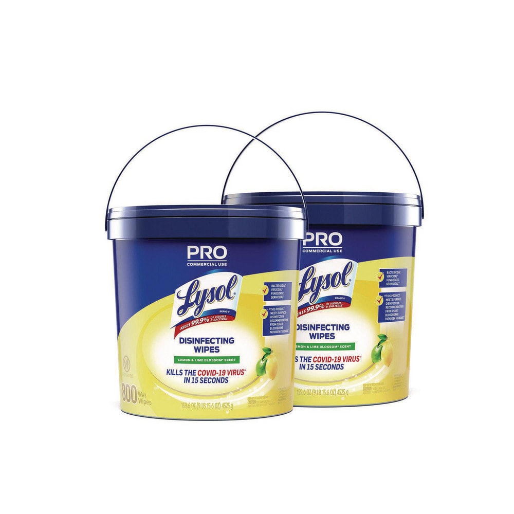 Professional Disinfecting Wipe Bucket, 1-Ply, 6 x 8, Lemon and Lime Blossom, White, 800 Wipes/Bucket, 2 Buckets/Carton