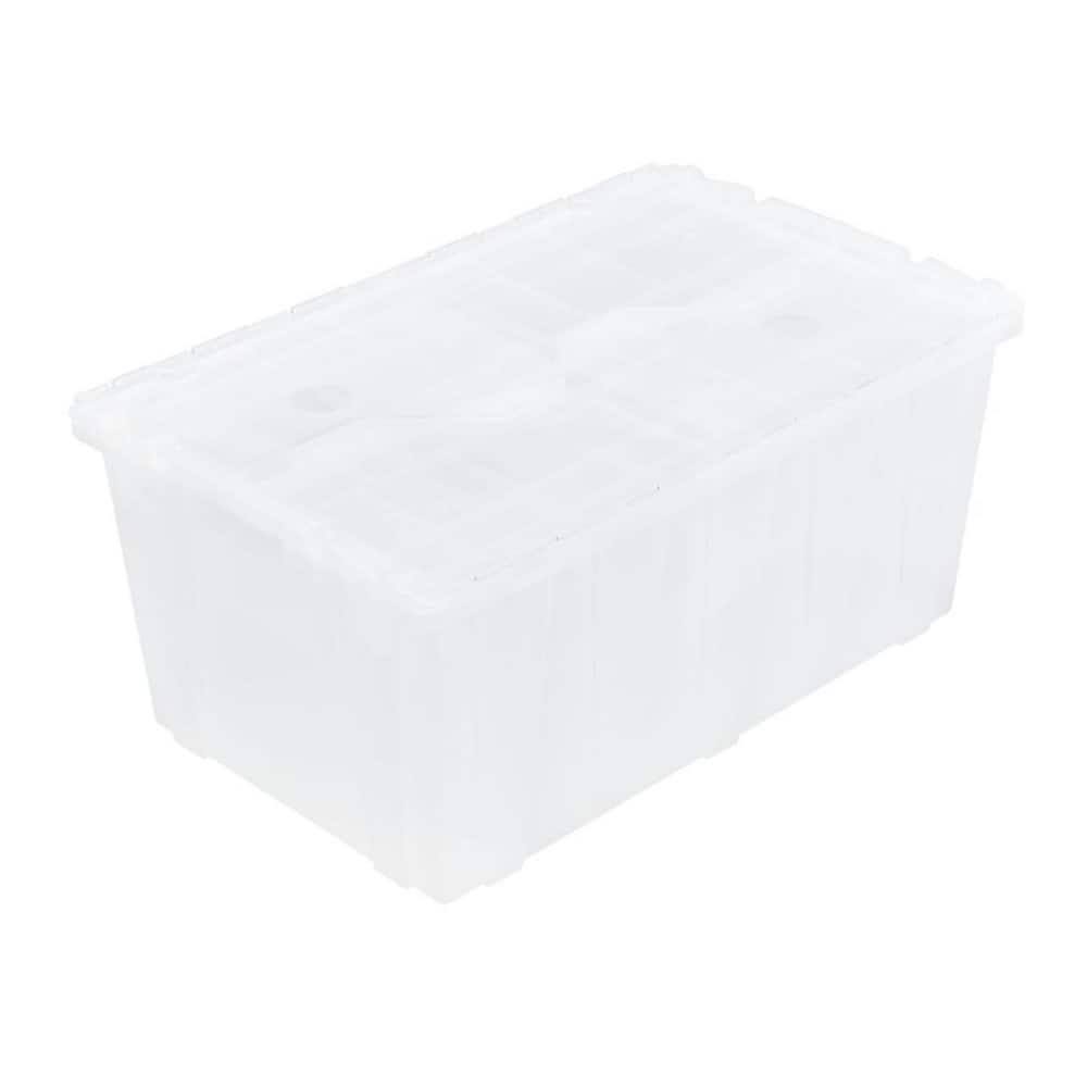 Orbis 5899934 2.4 Cu Ft, 70 Lb Load Capacity Clear Polypropylene Attached-Lid Container 