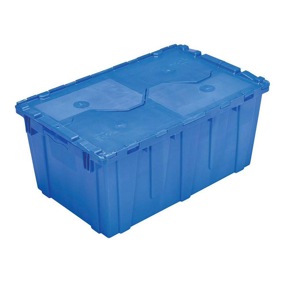 2.4 Cu Ft, 70 Lb Load Capacity Blue Polyethylene Attached-Lid Container