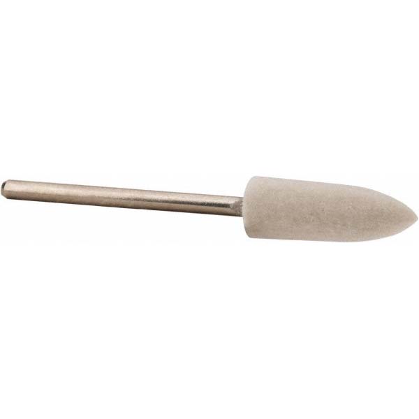 Mounted Polishing Bob: Cone Shape, 1/4" Max Dia, 3/32" Shank Dia, Wool Felt
