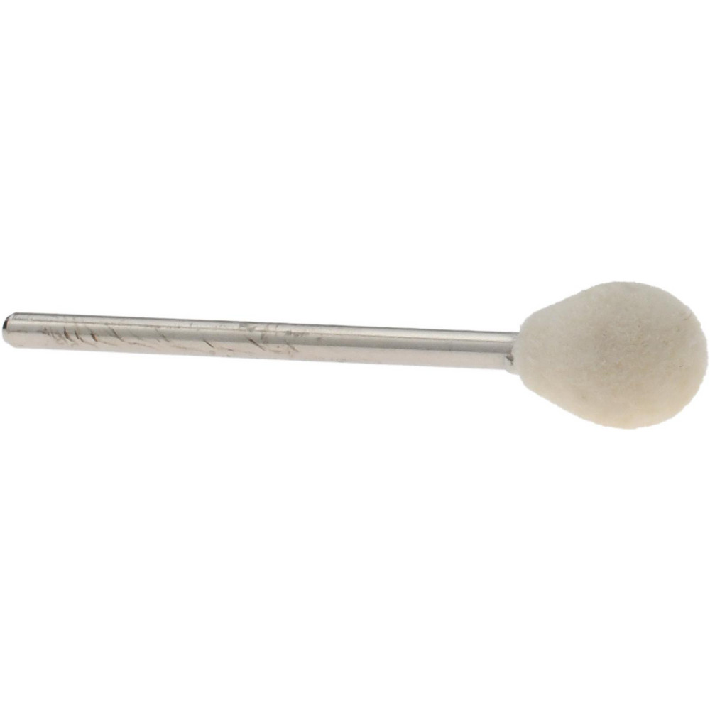 Mounted Polishing Bob: Ball Shape, 5/16" Max Dia, 3/32" Shank Dia, Wool Felt