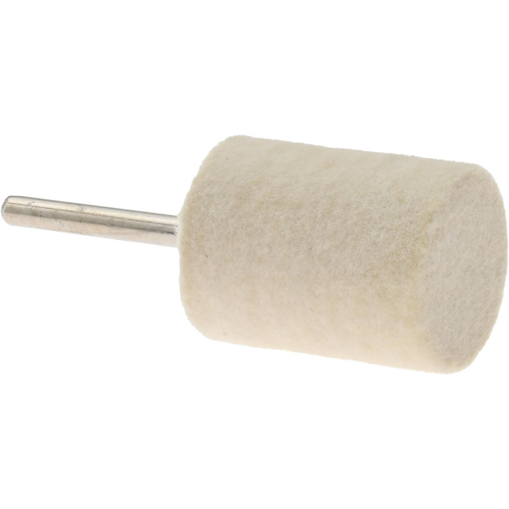 Mounted Polishing Bob: Cylinder Shape, 3/4" Max Dia, 1/8" Shank Dia, Wool Felt