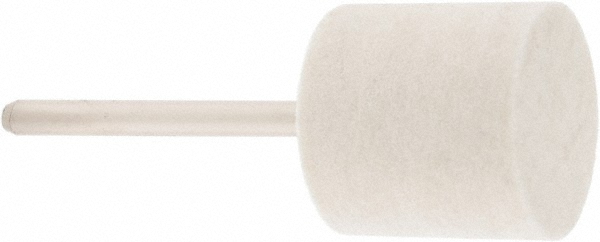 Mounted Polishing Bob: Cylinder Shape, 3/4" Max Dia, 1/8" Shank Dia, Wool Felt