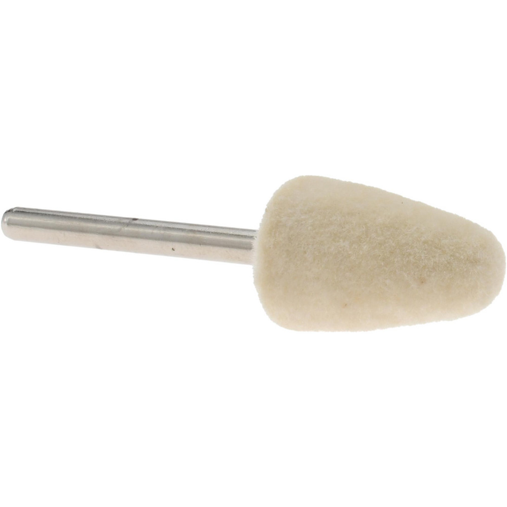 Mounted Polishing Bob: Cone Shape, 1/2" Max Dia, 1/8" Shank Dia, Wool Felt