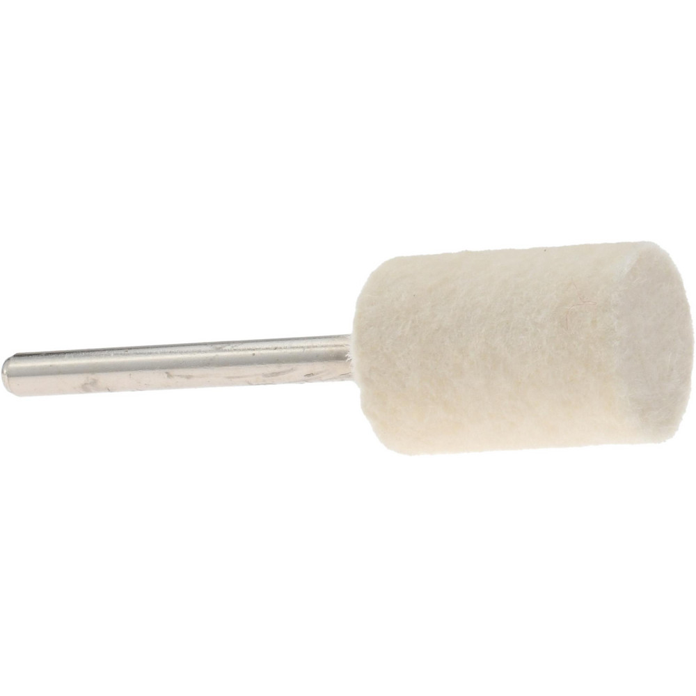 Mounted Polishing Bob: Cylinder Shape, 1/2" Max Dia, 1/8" Shank Dia, Wool Felt