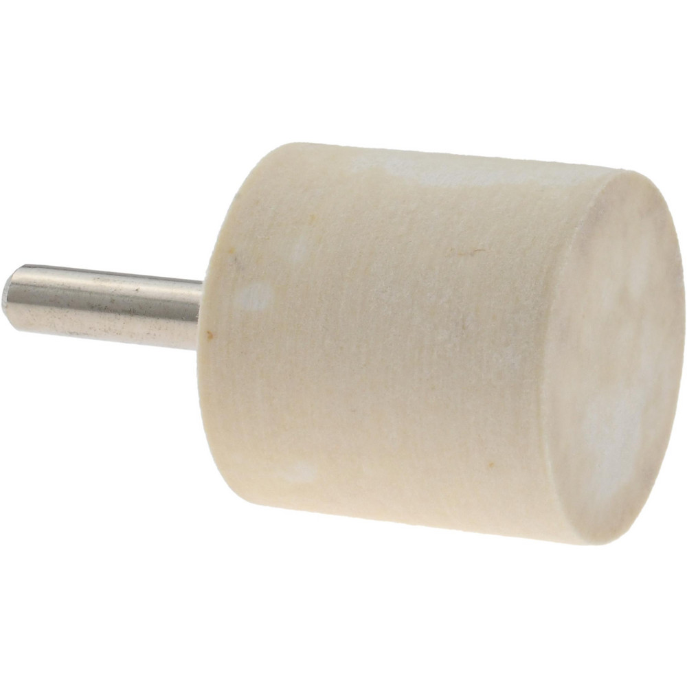 Mounted Polishing Bob: Cylinder Shape, 1-1/4" Max Dia, 1/4" Shank Dia, Wool Felt