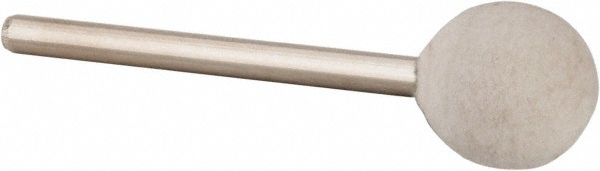 Mounted Polishing Bob: Ball Shape, 1/2" Max Dia, 1/8" Shank Dia, Wool Felt