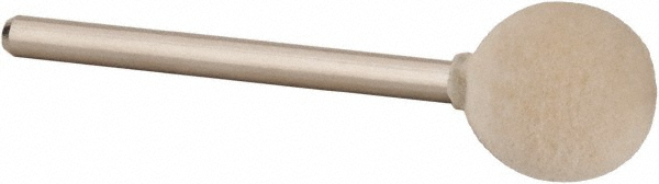 Mounted Polishing Bob: Ball Shape, 1/2" Max Dia, 1/8" Shank Dia, Wool Felt