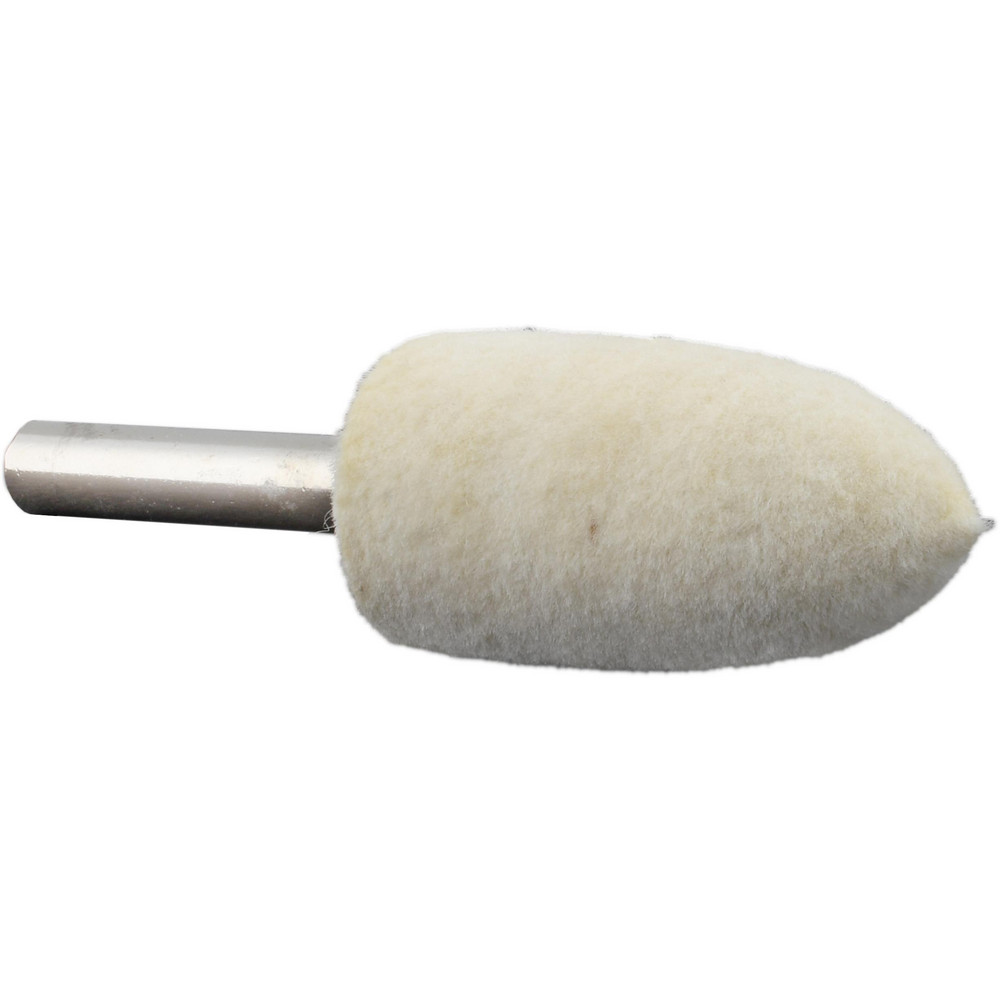 Mounted Polishing Bob: Bullet Shape, 3/4" Max Dia, 1/4" Shank Dia, Wool Felt