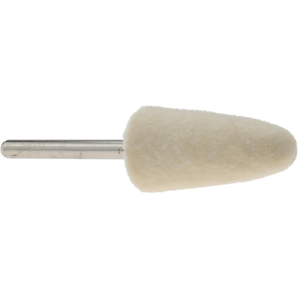 Mounted Polishing Bob: Conical Shape, 1/2" Max Dia, 1/8" Shank Dia, Wool Felt