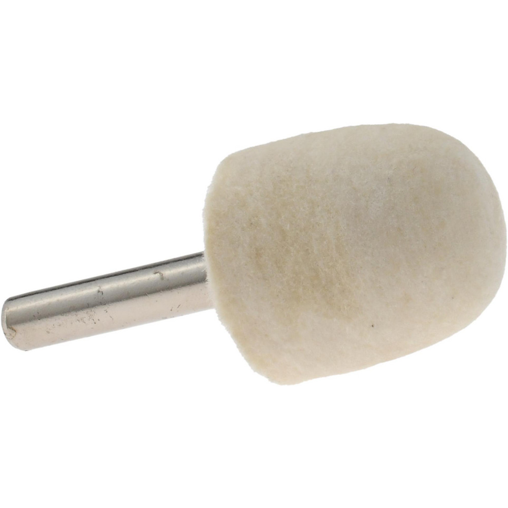 Mounted Polishing Bob: Oval Shape, 1" Max Dia, 1/4" Shank Dia, Wool Felt