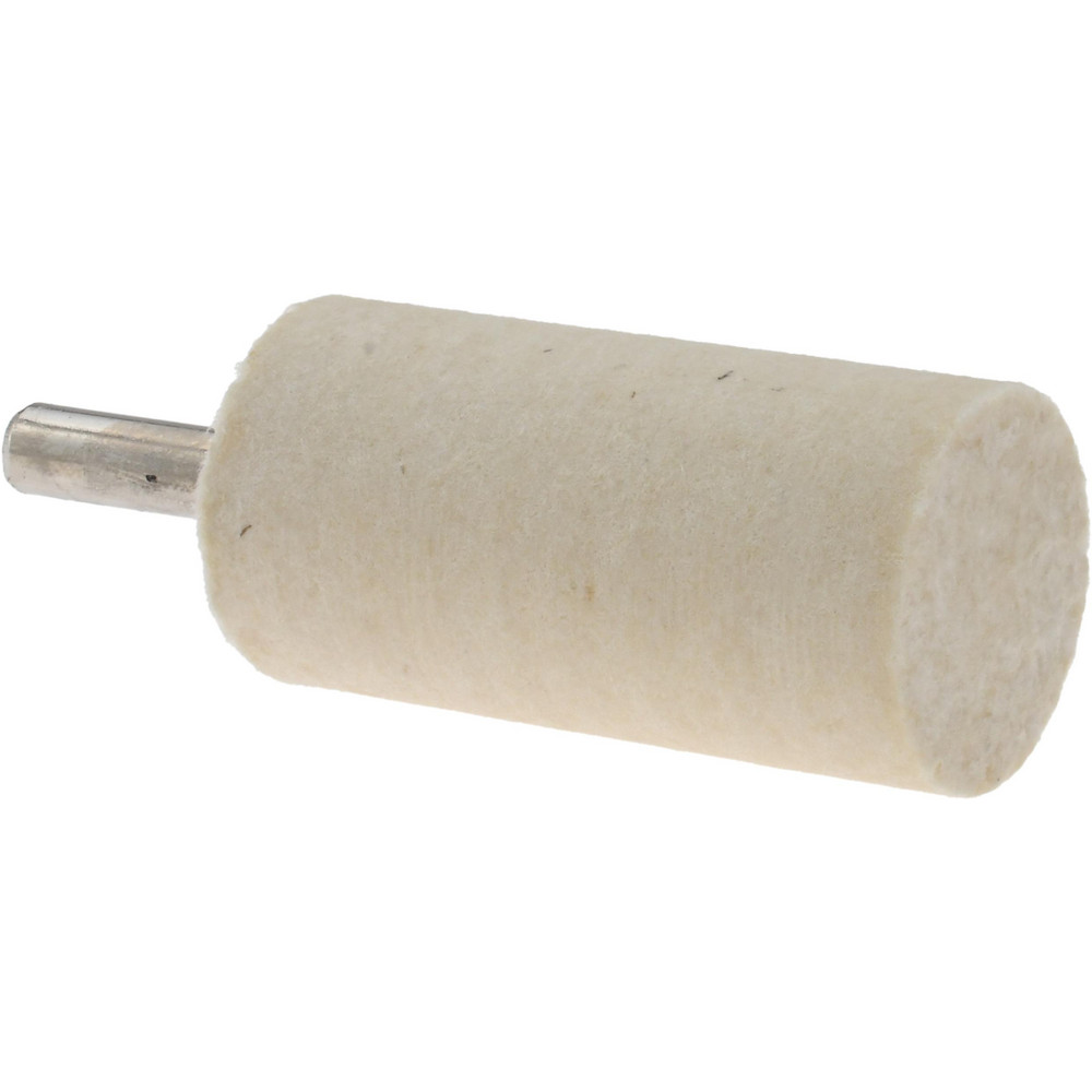 Mounted Polishing Bob: Cylinder Shape, 1" Max Dia, 1/4" Shank Dia, Wool Felt