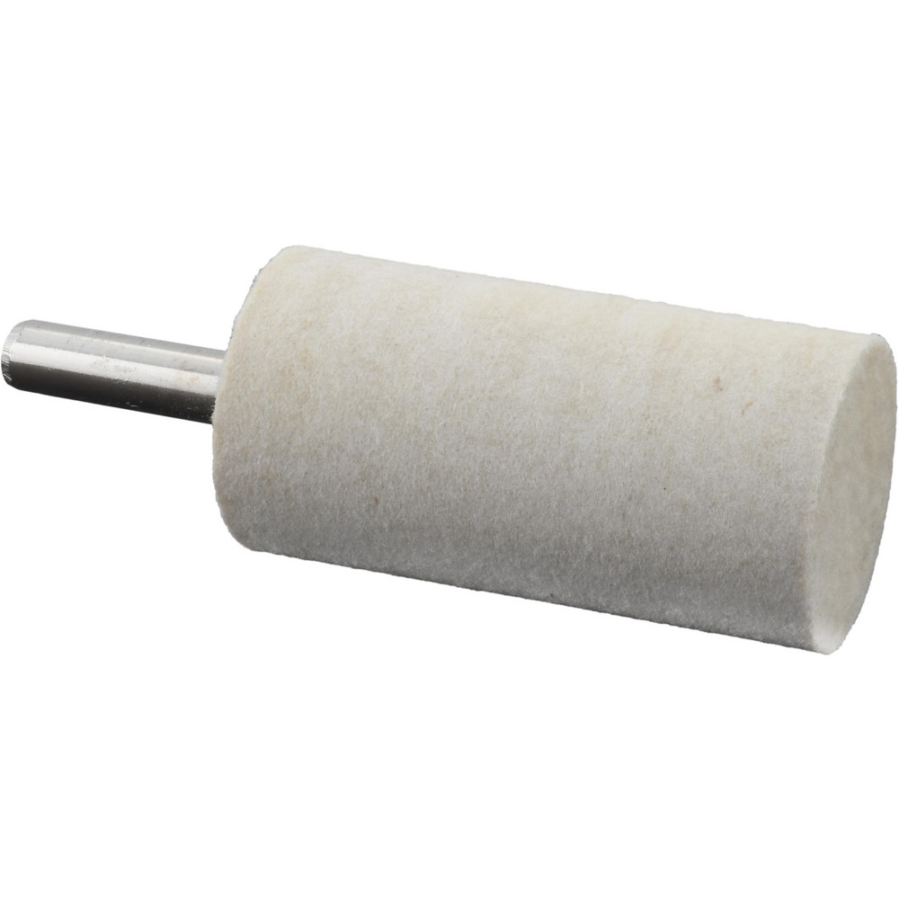 Mounted Polishing Bob: Cylinder Shape, 1" Max Dia, 1/4" Shank Dia, Wool Felt