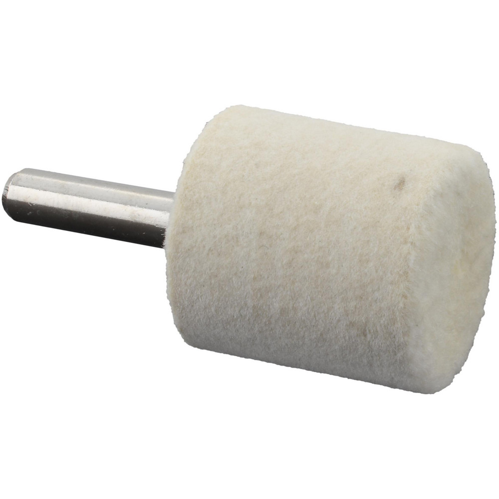 Mounted Polishing Bob: Cylinder Shape, 1" Max Dia, 1/4" Shank Dia, Wool Felt