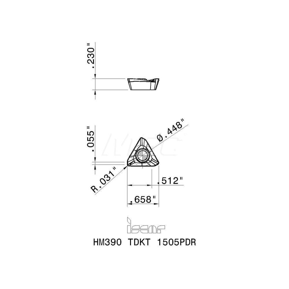 Iscar - Milling Insert: HM390 TDKT 1505PDR IC830, Solid Carbide