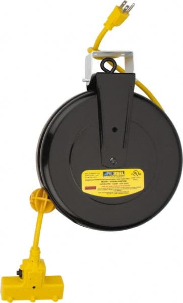 EXTENSION CORD REEL, FLYING LEAD, YELLOW, BLACK, 50 FT, 10 AWG, BARE, 600VAC