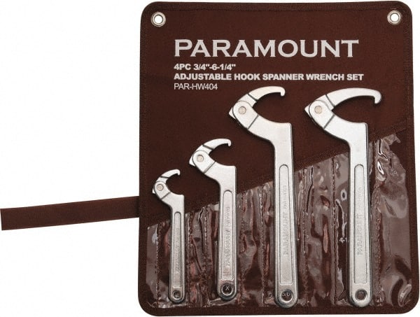 Paramount PAR-HW404 3/4" to 6-1/4" Capacity, Adjustable Hook Spanner Wrench Set 