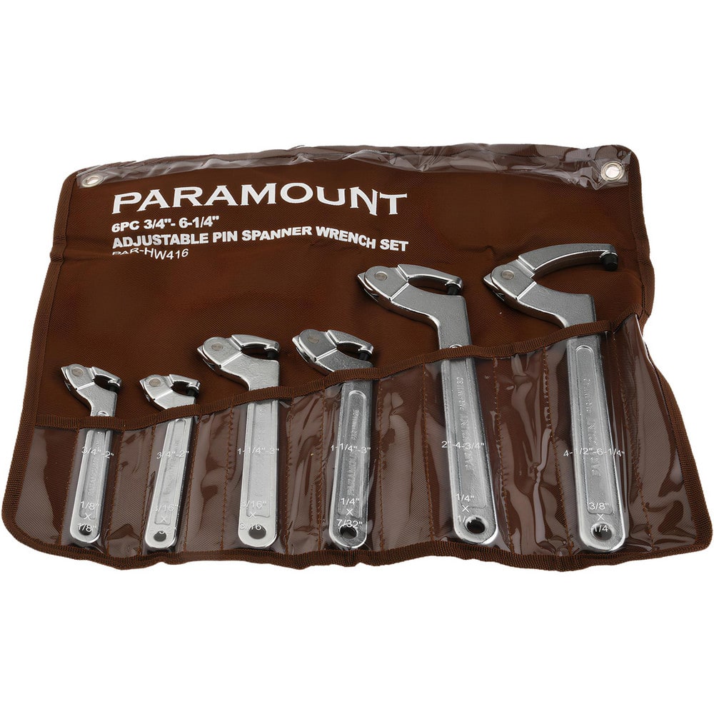 Paramount 6 Piece Pin Spanner Wrench Set, 3/4 inch to 6-1/4 inch Capacity