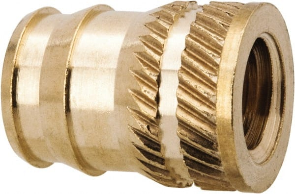 1/4-20, 0.321" Small to 0.363" Large End Hole Diam, Brass Double Vane Tapered Hole Threaded Insert